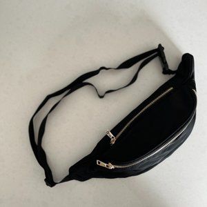 Black Cross Body Bag with Gold Details